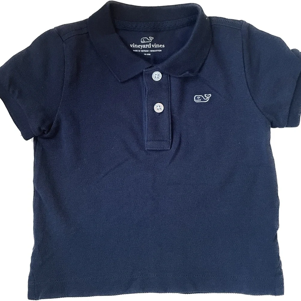 Vineyard Vines Boys' Heritage Pique Polo Navy Blue Size 18 24 Months - Picture 2 of 8